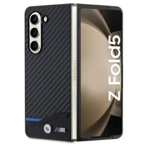 BMW Leather Carbon dėklas Samsung Galaxy Z Fold5 – juodas