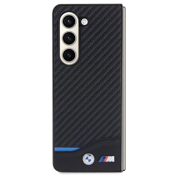 BMW Leather Carbon dėklas Samsung Galaxy Z Fold5 – juodas