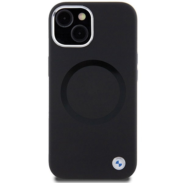 BMW MagSafe silikoninis dėklas iPhone 15/14 Plus – juodas