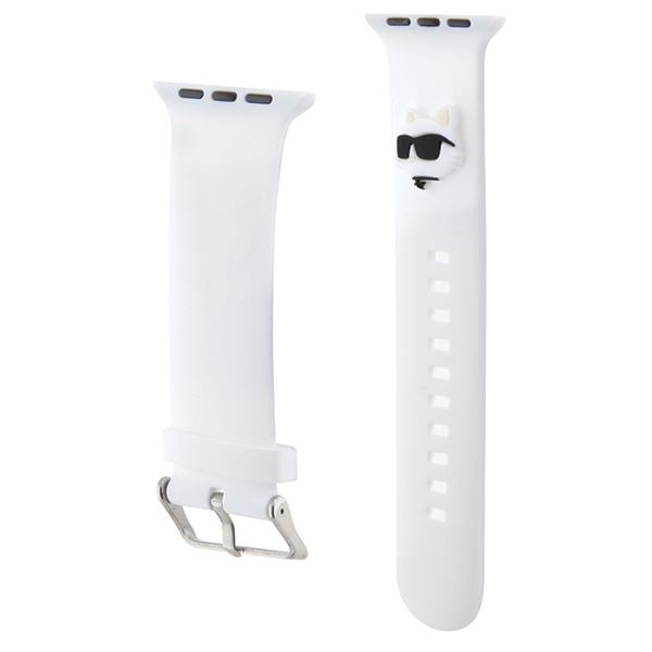 Karl Lagerfeld 3D guminis Choupette galvos dirželis, skirtas Apple Watch 42/44/45/49mm – baltas