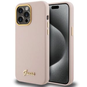 Guess silikoninis dėklas iPhone 15 Pro Max – rožinis