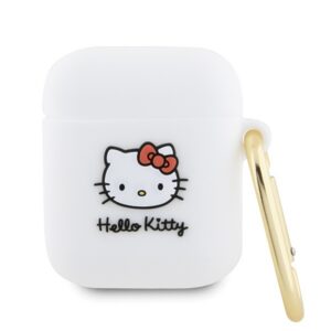 Hello Kitty silikoninis 3D dėklas AirPods 1/2 – baltas