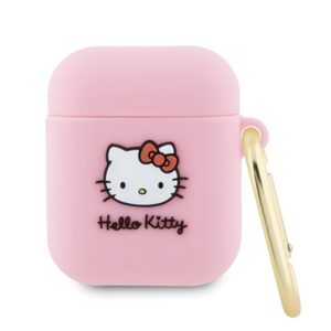 Hello Kitty silikoninis 3D dėklas AirPods 1/2 – rožinis