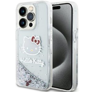 Hello Kitty Liquid Glitter dėklas iPhone 14 Pro – sidabrinis