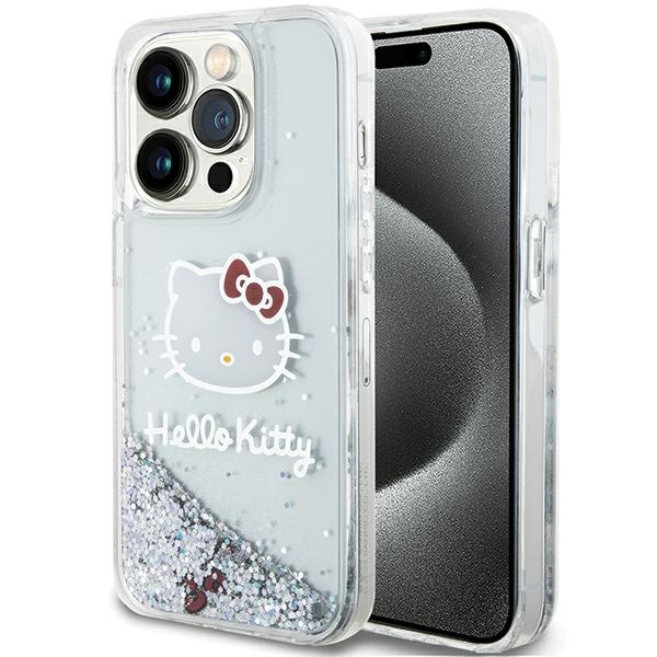 Hello Kitty Liquid Glitter dėklas iPhone 14 Pro – sidabrinis