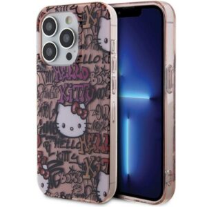 Hello Kitty IML Tags Graffiti dėklas iPhone 15 Pro – rožinis