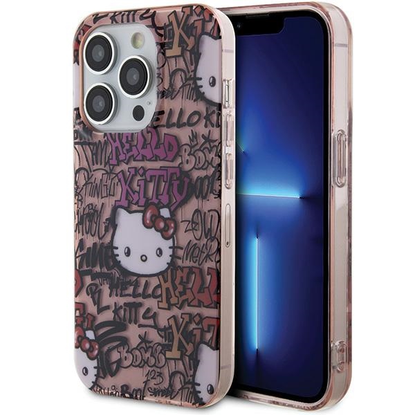 Hello Kitty IML Tags Graffiti dėklas iPhone 15 Pro – rožinis