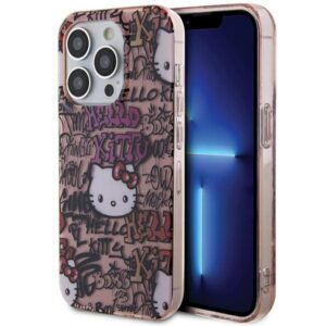 Hello Kitty IML Tags Graffiti dėklas iPhone 15 Pro Max – rožinis