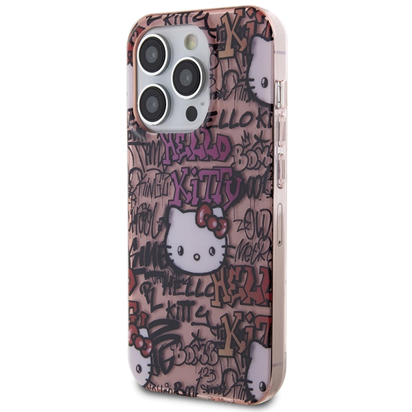 Hello Kitty IML Tags Graffiti dėklas iPhone 15 Pro Max – rožinis