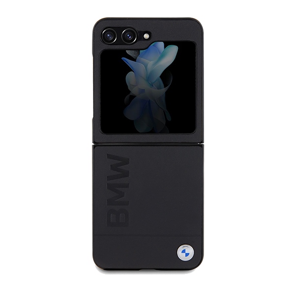 BMW Leather Hot Stamp dėklas Galaxy Z Flip5 – juodas