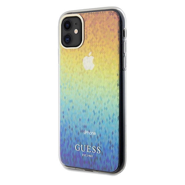 Guess IML Faceted Mirror Disco Iridescent dėklas iPhone 11 / Xr – įvairiaspalvis