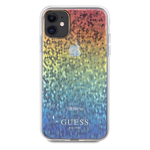 Guess IML Faceted Mirror Disco Iridescent dėklas iPhone 11 / Xr – įvairiaspalvis
