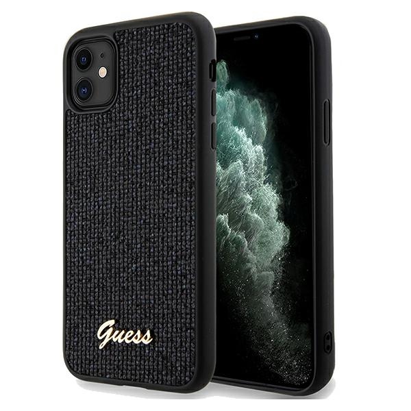 Guess Disco Metal Script dėklas iPhone 11 / XR – juodas
