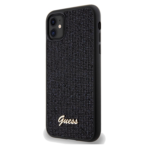 Guess Disco Metal Script dėklas iPhone 11 / XR – juodas