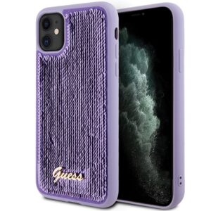 Guess blizgučių dėklas iPhone 11 / XR – violetinis