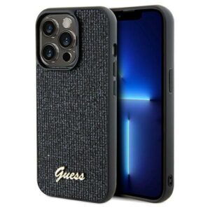 Guess Disco Metal Script dėklas iPhone 14 Pro – juodas