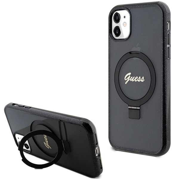 Guess MagSafe dėklas su žiedu iPhone 11/XR – juodas
