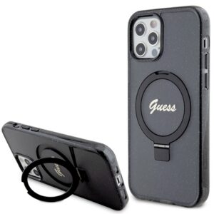 Guess MagSafe dėklas su žiedu iPhone 12/12 Pro – juodas