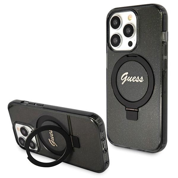 Guess MagSafe dėklas su žiedu iPhone 13 Pro Max – juodas