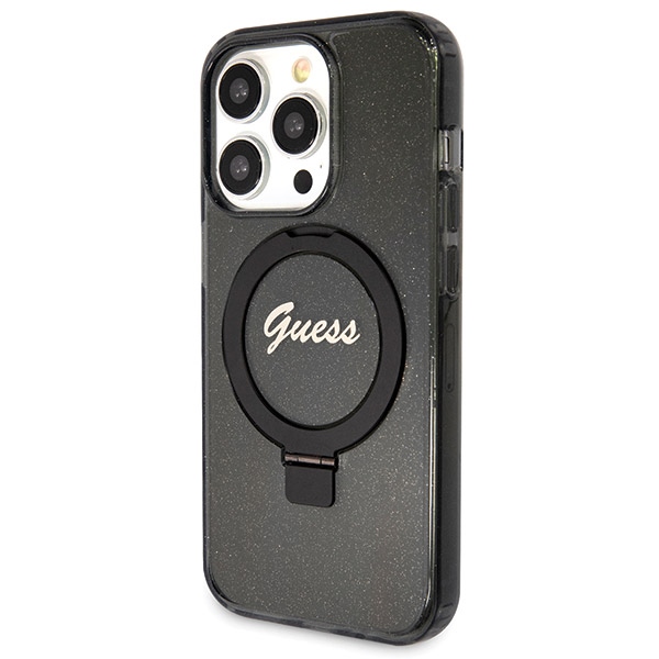 Guess MagSafe dėklas su žiedu iPhone 13 Pro Max – juodas