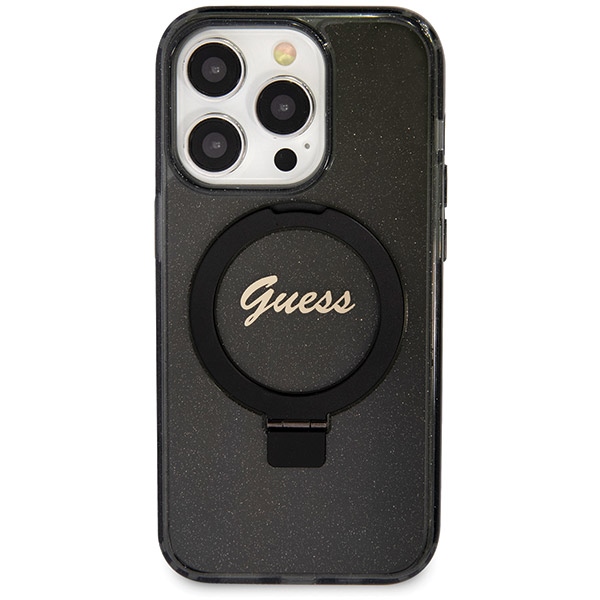 Guess MagSafe dėklas su žiedu iPhone 13 Pro Max – juodas