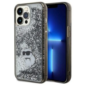 Karl Lagerfeld Liquid Glitter Choupette dėklas iPhone 13 Pro Max – skaidrus