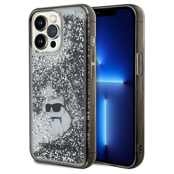 Karl Lagerfeld Liquid Glitter Choupette dėklas iPhone 13 Pro Max – skaidrus