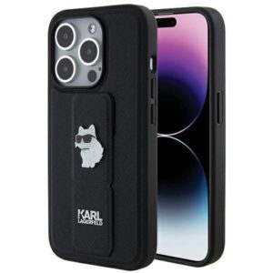 Karl Lagerfeld dėklas iPhone 14 Pro su dirželiu – juodas