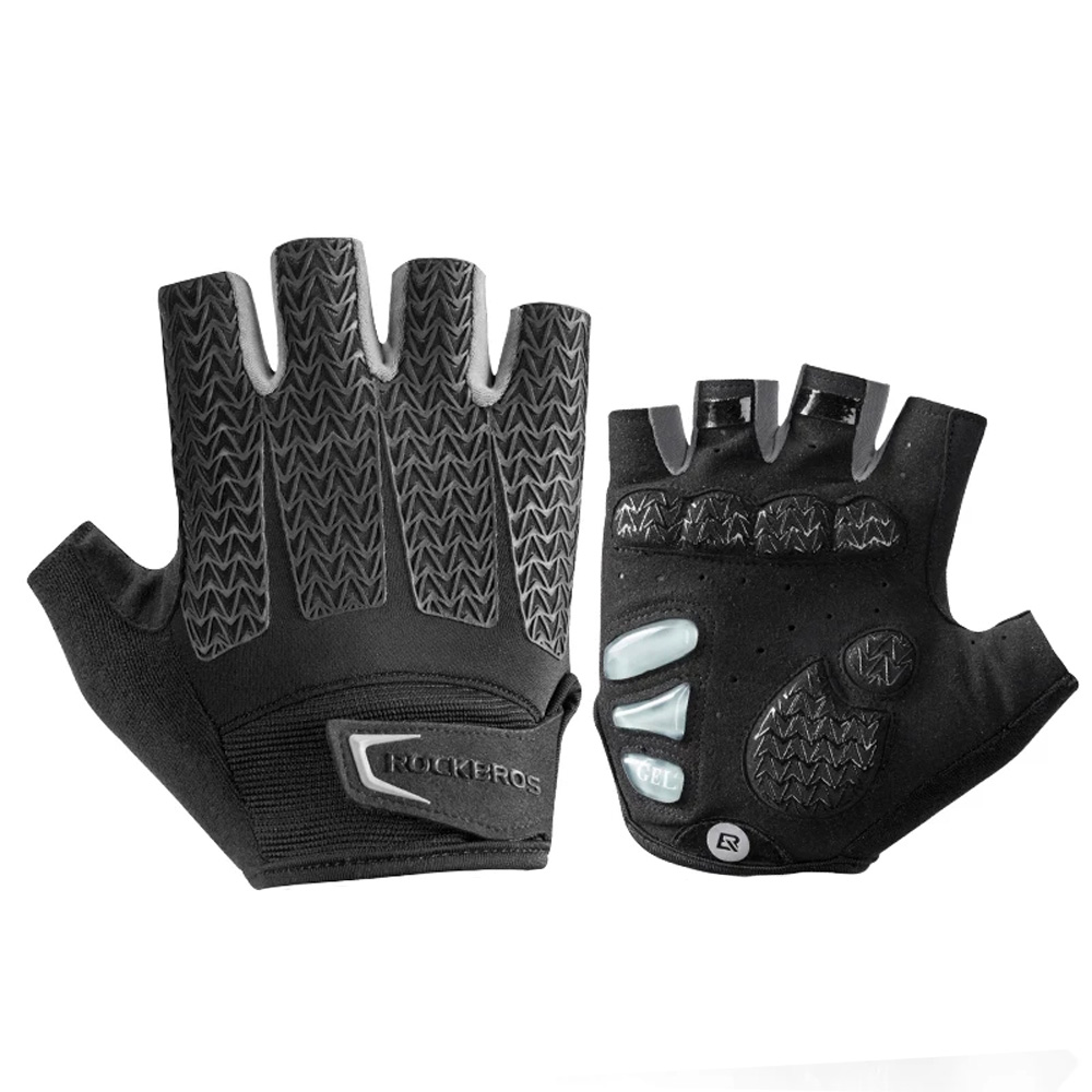 Rockbros S169BGR XXL dviračio pirštinės su gelio įdėklais - pilka