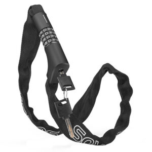 Rockbros 3230002001 dviračio spyna su kombinacijos nustatymu ir raktu - juoda