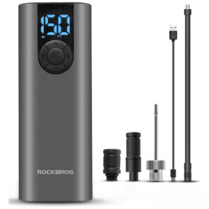 Rockbros 42720001001 Elektrinis dviračio pompa su LED ekranu + USB-C - USB-A kabelis - Juodas