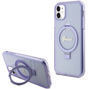 Guess MagSafe dėklas su žiedu iPhone 11/XR – violetinis