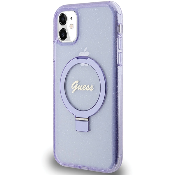 Guess MagSafe dėklas su žiedu iPhone 11/XR – violetinis