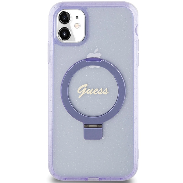 Guess MagSafe dėklas su žiedu iPhone 11/XR – violetinis