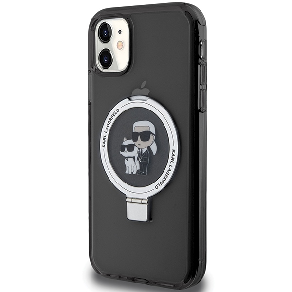 Karl Lagerfeld MagSafe dėklas su žiedu iPhone 11/XR – juodas