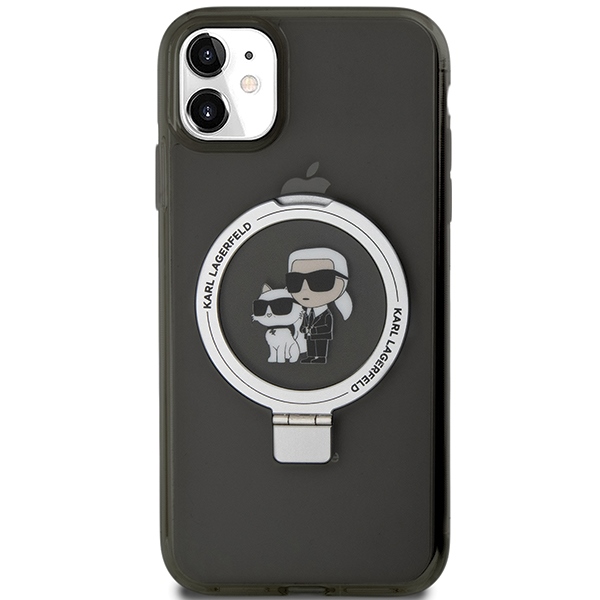 Karl Lagerfeld MagSafe dėklas su žiedu iPhone 11/XR – juodas