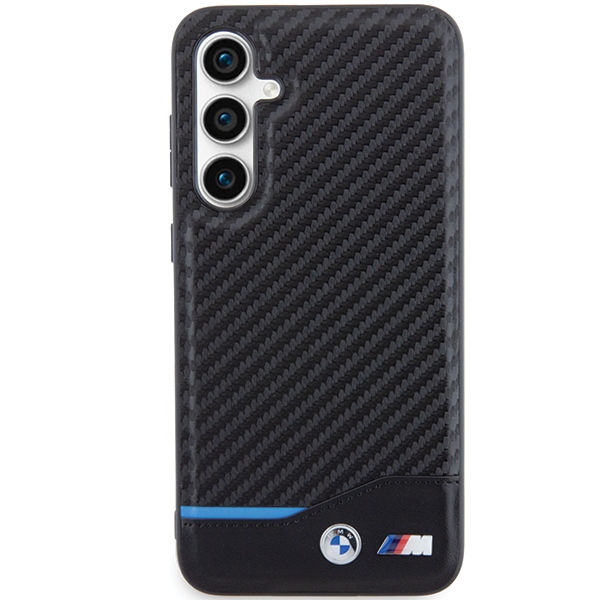 BMW Leather Carbon dėklas Samsung Galaxy S23 FE – juodas