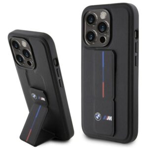 BMW Grip Stand Hot Stamp dėklas iPhone 15 Pro – juodas