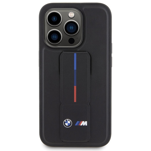 BMW Grip Stand Hot Stamp dėklas iPhone 15 Pro – juodas
