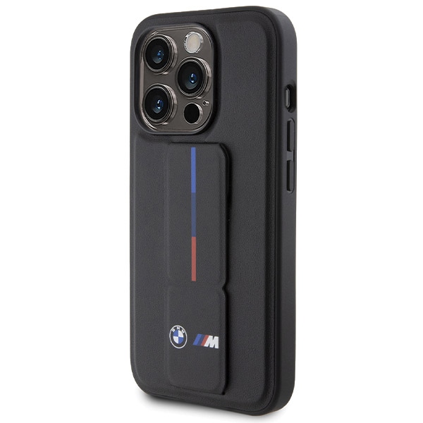 BMW Grip Stand Hot Stamp dėklas iPhone 15 Pro Max – juodas