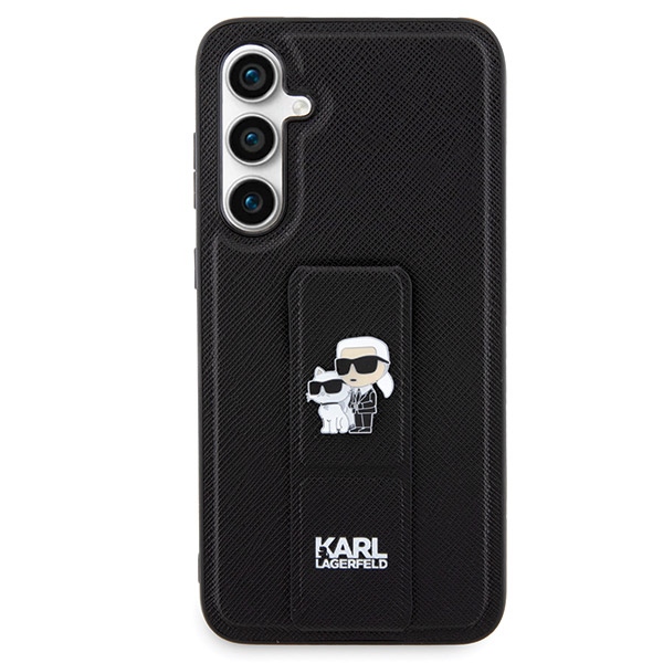 Karl Lagerfeld Gripstand Saffiano dėklas Galaxy S23 FE – juodas