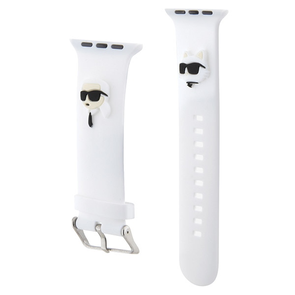 Karl Lagerfeld 3D guminis Karl&Choupette Heads dirželis Apple Watch 38/40/41mm - baltas