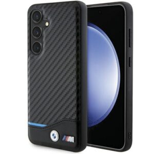 BMW Leather Carbon dėklas Samsung Galaxy S24 – juodas