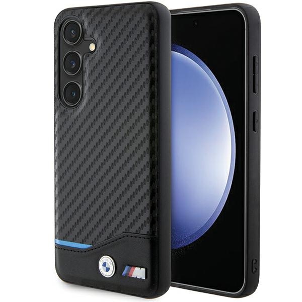 BMW Leather Carbon dėklas Samsung Galaxy S24 – juodas