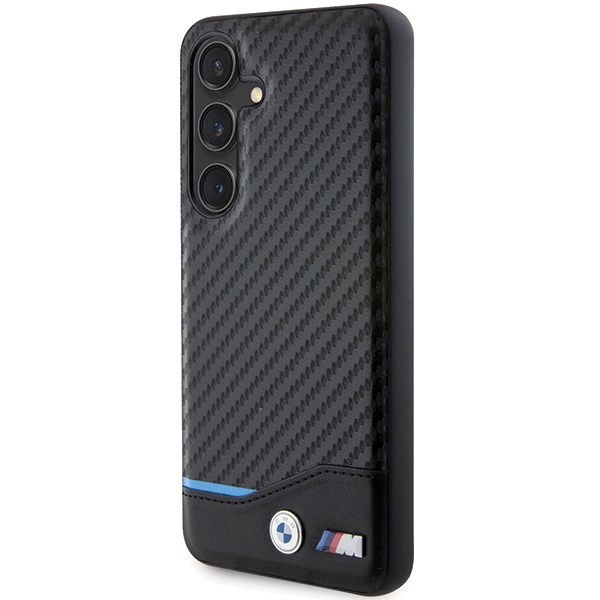 BMW Leather Carbon dėklas Samsung Galaxy S24 – juodas