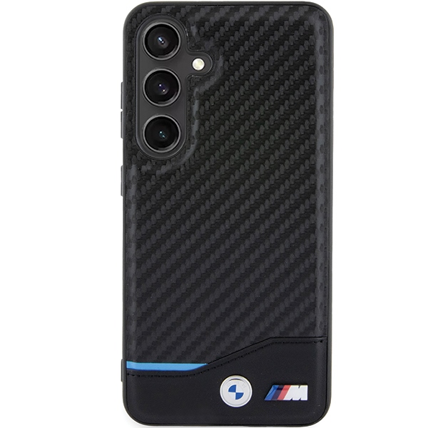 BMW Leather Carbon dėklas Samsung Galaxy S24 – juodas