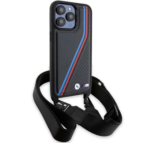 BMW M Edition Carbon Tricolor dėklas iPhone 15 Pro – juodas