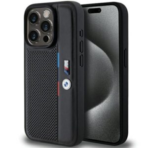 BMW perforuotas dėklas iPhone 15 Pro – juodas