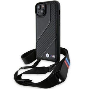 BMW M Edition Carbon Stripe & Strap dėklas iPhone 15 / 14 / 13 – juodas