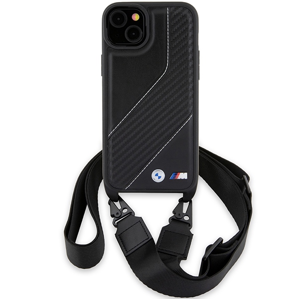 BMW M Edition Carbon Stripe & Strap dėklas iPhone 15 / 14 / 13 – juodas